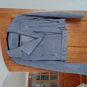 Grey suede jacket from Anthropologie